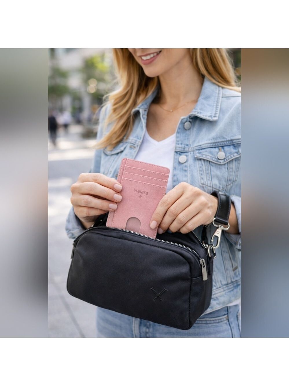 Halara Pink Slim Card Holder Wallet – Faux Leather ID Window | New in Packaging